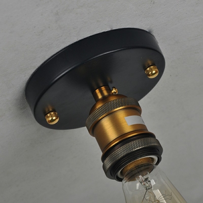 Industrial Exposed Bulb Flush Mount Lighting Fixtures Metal 1 Light Flush Mount