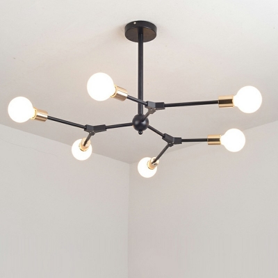 Industrial Metal Branch Ceiling Pendant Light in Black Living Room Lighting