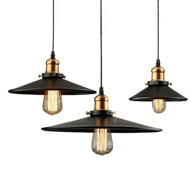 Industrial Style 1-Light Metal Pendant Lighting Black Dining Room Hanging Lamp Kit