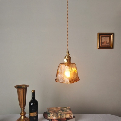 Industrial Style Geometric Pendant Light 1 Light Dimpled Blown Glass Hanging Ceiling Light for Coffee Shop
