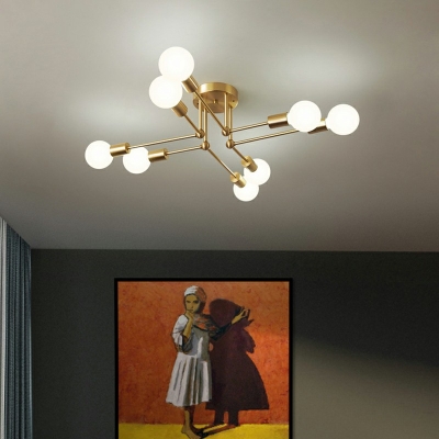 Industrial Vintage Style Exposed Bulb Fulsh Mount Radial Indoor Metal Ceiling Light