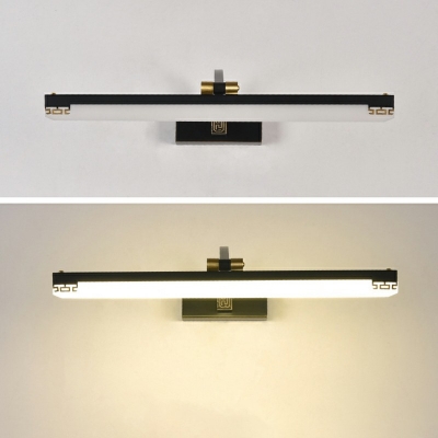 LED Horizontal Vanity Lighting Waterproof Minimalism Metal Bathroom Lighting Natural Light in Black