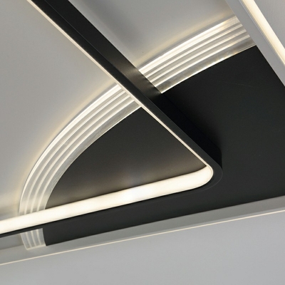 Metal Flushmount Light Black and White 2 Inchs Height Modern LED Semi Mount Lighting for Bedroom