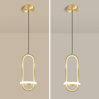 Modern LED Black/Gold Down Lighting Elliptical Shape Pendant Light Metal Hanging Light for Living Room