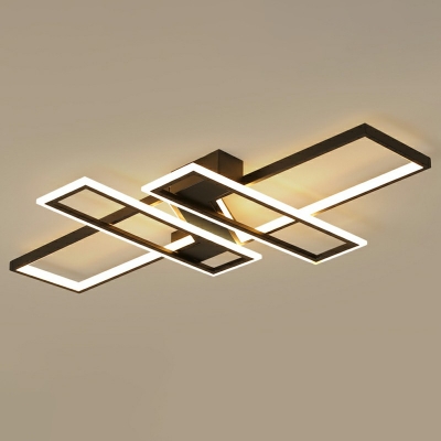 Modern Minimalist Multi Rectangular Semi Flush Mount Light Metal LED Living Room Ceiling Light