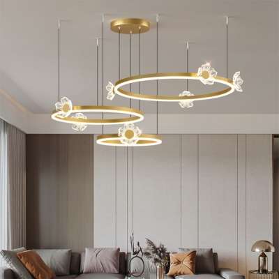 Modern Minimalist Pendant Lamp Arcylic Ring LED Circle Chandelier in White Light for Living Room
