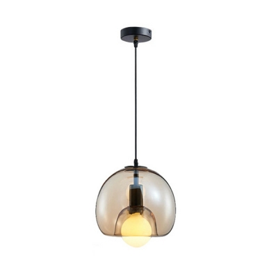 Modern Style Hemispheric Hanging Light with Glass Shade Pendant Light for Bar Kitchen