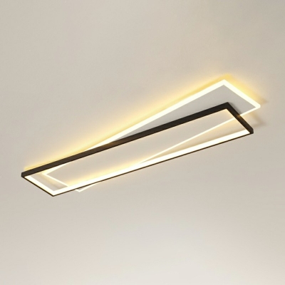Modern Style LED Acrylic Rectangles Flushmount Lighting Close to Ceiling Fixture in Black-White