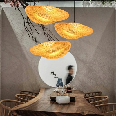 Modern Twist Hanging Light Kit Bamboo 1 Light Dining Room Pendant Lamp in Wood with 47