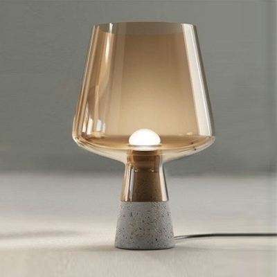 Nordic Minimalism Goblet-shaped Glass Table Lamp Cement Base Nightstand Light