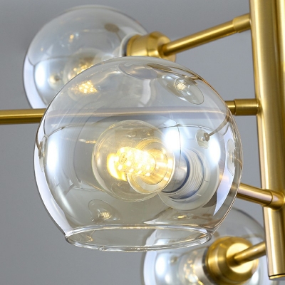 Nordic Style Clear Glass Orb Chandelier Globe Pendant Light Fixture for Living Room Study Room