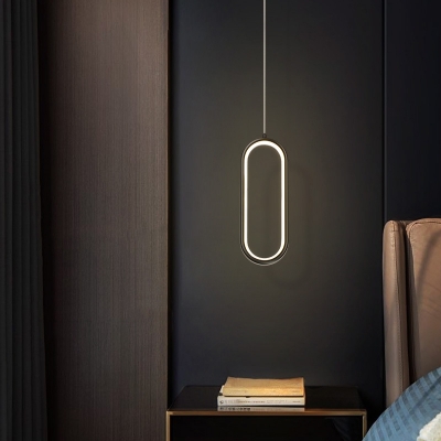 Nordic Style Oval Metal Hanging Light Plating LED Light for Study Bedside