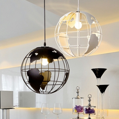 Single-Bulb Retro Metal Shade Restaurant Hanging Lamp Cage Pendant Light