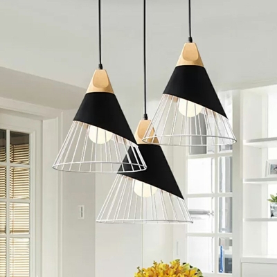 Single-Light Aluminum Hanging Pendant Light Macaron Caged Hanging Light for Living Room