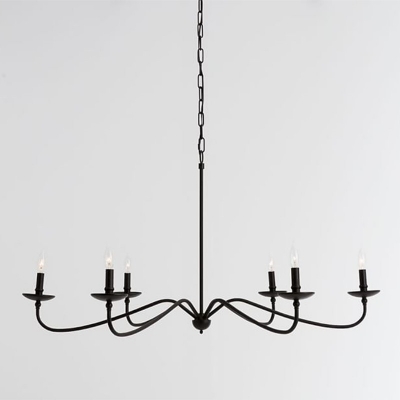 Traditional Style Candlestick Balck Chandelier 6-lights Suspension Lamp for Living Room