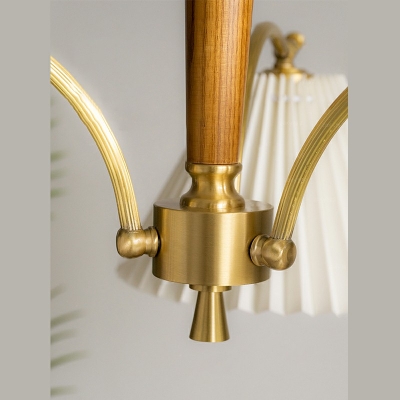 Gold Vintage Chandelier Burlap White Fabric Shade in 3 Lights Bedroom Chandelier