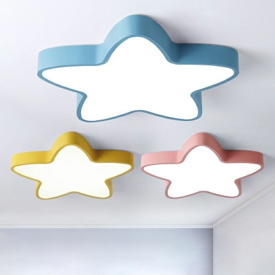 White Light Star Shape Flush Light Modern Design Arcylic LED Ceiling Fixture for Kindergarten Kids Room