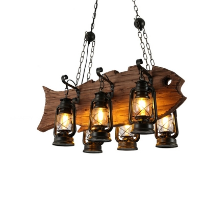 Wooden Coastal Chandelier Lamp Vintage Farmhouse Antique Chandelier 3 Lights