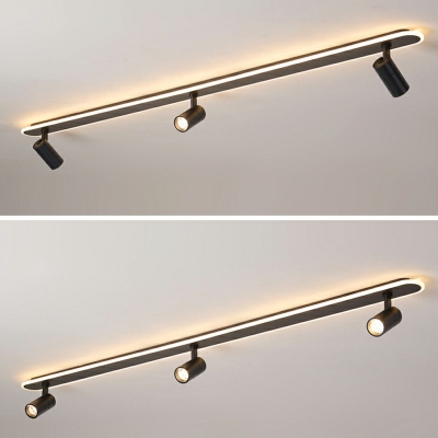 Wrought Iron Ceiling Fixture with Oblong Acrylic Shade Indoor LED Semi Flush Ceiling Light