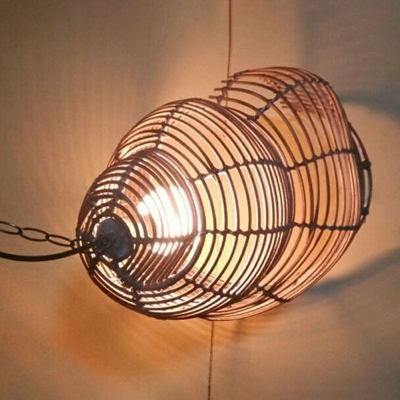 1 Light Southeast Asian Style Rattan Lampshade for Kitchen Pendant Lighting