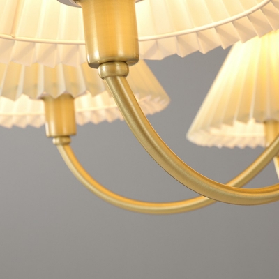 3-Light Bedroom Pendant Lighting Modern Chandelier with Beige Fabric Shade