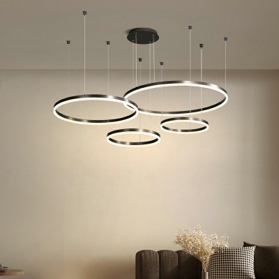 Acrylic Ring Chandelier with Adjustable Hanging Cord Modern Indoor Room Suspension Pendant Light