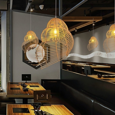 Asian Style Rattan Pendant Ceiling Lights Hanging Pendant Light for Restaurant