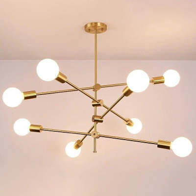 Ceiling Chandelier Industrial Naked Bulb Metal Pendant Light Fixture for Living Room Dining Room