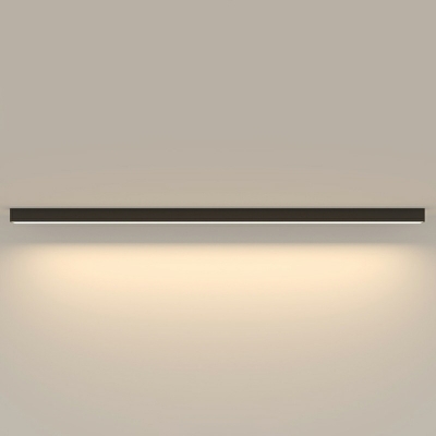 Contemporary Art Deco LED Linear Ceiling Flush Light Acrylic Right Angle Corners and Linear Frame Pendant Lighting in Black Finish