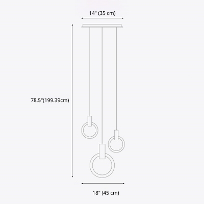 Continental Style Hanging 3 LED Light Acrylic Circle Shape Pendant for Loft Dinning Room