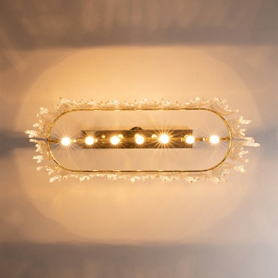 Crystal Chandelier Postmodern Metal LED Hanging Light Fixture in Gold for Dining Room