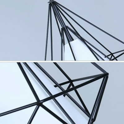 Diamond Form Black Pendant Industrial Dining Room Iron Cage Single Light Hanging Lamp