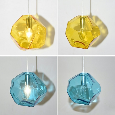 Gem Shaped 1-Bulb LED Suspension Light Glass Nordic Style Pendant Lamp