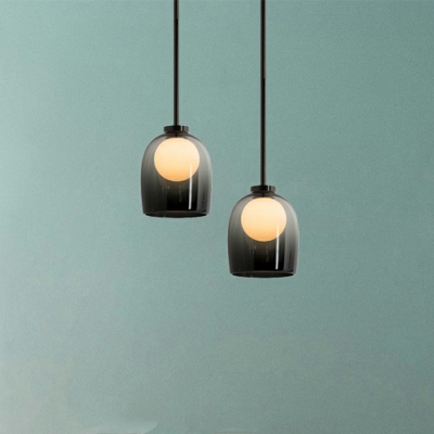 Glass Bell Ceiling Light Contemporary 1-Head Pendant Lamp Fixture for Living Room