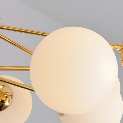 Golden Multi Arm Chandelier Glass Ball LED Chandeliers Post Modern Dining Restaurant Bar LED Branch Pendant Lighting