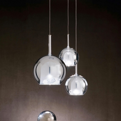 Modern Clear Glass Pendant Light Semi Spheres Light for Bedroom Dinning Room