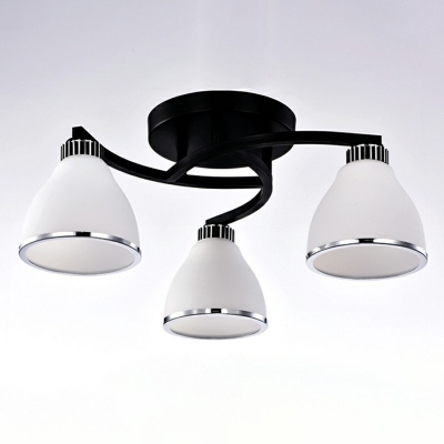 Modern Cone Flush Mount Ceiling Lighting Fixture Glass Flushmount Light in Black