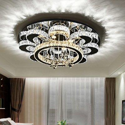 Modern Floral LED Crystal Encrusted Stainless Steel Flush Mount for Bedroom