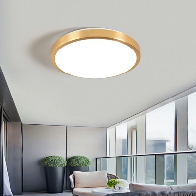 Modern Simplicity Style Round Bedroom Flush-mount Lighting Alloy Round LED Ceiling Light in Gold
