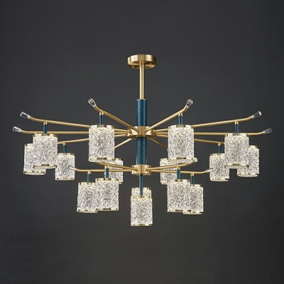 Modern Style 4/7/9 Heads Flared Clear Crystal Hanging Lamp Brass Chandelier Light for Sleeping Room