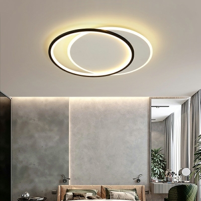 Modern Style Geometric Flush Mount Lighting Acrylic LED Bedroom Ceiling Light Fixture in Black-White