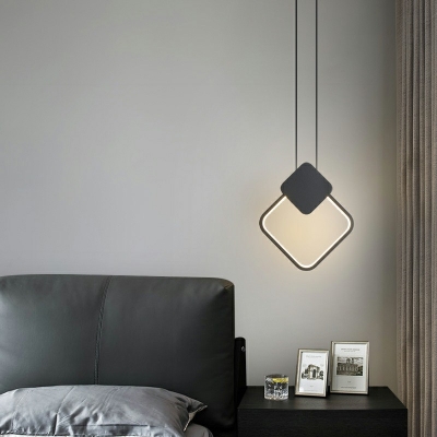 Modern Style Geometric LED Pendant Light Metal Cord Hanging Light for Sitting Room