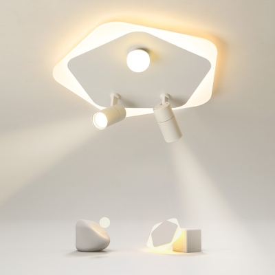 Modern Style Geometric Metal Ceiling Light 4 Lights LED Flush Mount Light Fixture for Liivng Room
