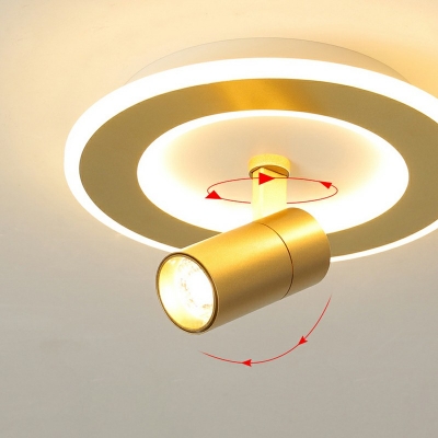 Nordic Style LED Gold Ceiling Flush Light Metal Indoor Ceiling Light with Acrylic Shade