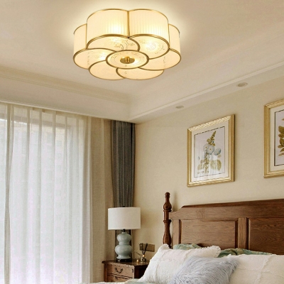 Opal Frosted Glass Brass Flush Mount Traditional Flush Ceiling Light Fixture for Living Room