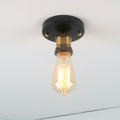 Open Bulb Single Flushmount Ceiling Light 5 Inchs Wide in Black for Hallway Kitchen Foyer