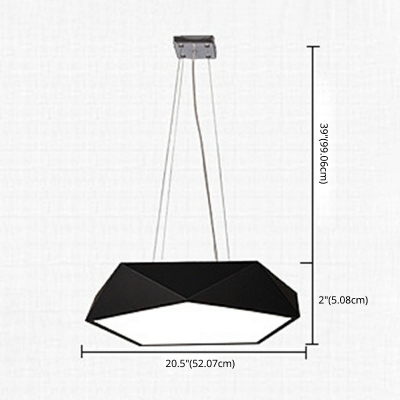 Pentagon Shape Pendant Lamp Macaron Metal LED Hanging Light with Arcylic Shade for Kitchen