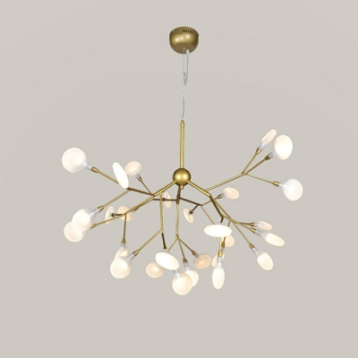 Post Modern Home Decoration LED Heracleum Chandeliers in Gold Firefly LED Lights for Bedroom