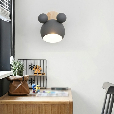 1 Light Cartoon Shape Wall Light Simple Style Metal Conce Light with Macaron Color for Bedroom