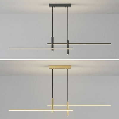 2-Linear Shade Island Light Fixture Modernist Metal Dining Room Pendant with Silica Gel Shade